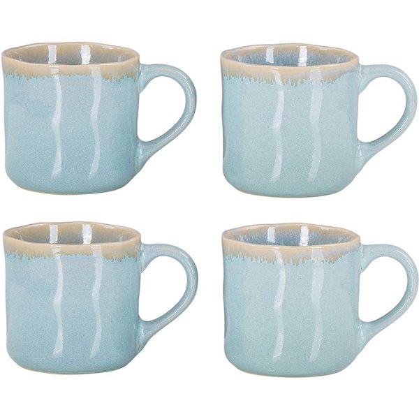 Levandeo® Becher, 4er Set Steingut Becher 350ml Tasse Grün Kaffeepott Tasse Modern