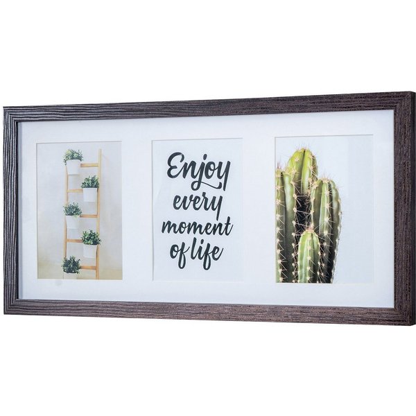 Levandeo® Bilderrahmen, Bilderrahmen für 3 Fotos 13x18cm Eiche Braun Holz Portrait Collage