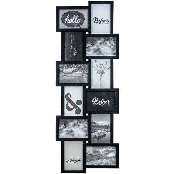Levandeo® Bilderrahmen Collage, Bilderrahmen Schwarz 12 Fotos 32x83cm Galerie Fotogalerie Collage