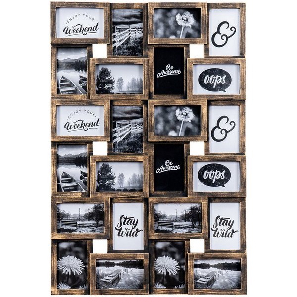 Levandeo® Bilderrahmen Collage, Bilderrahmen Schwarz Kupfer 24 Fotos 10x15cm Fotorahmen Collage