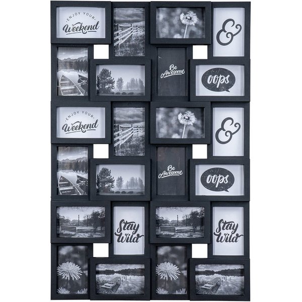 Levandeo® Bilderrahmen Collage, Bilderrahmen Schwarz 24 Fotos 10x15cm Fotorahmen Collage Galerie
