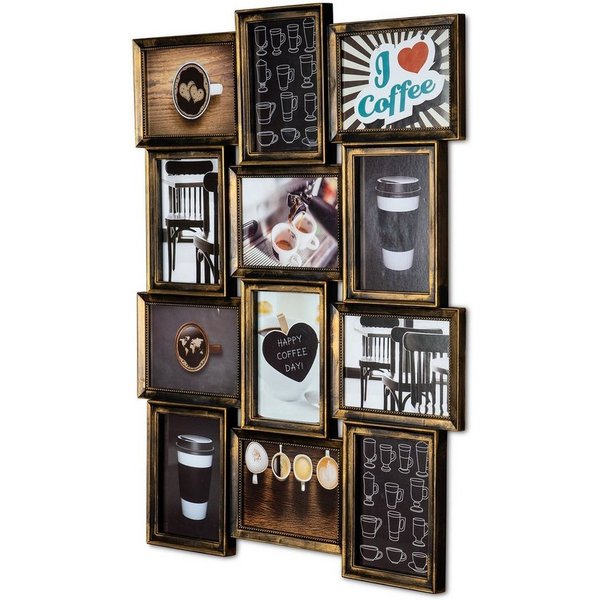 Levandeo® Bilderrahmen Collage, levandeo Bilderrahmen Collage 54x72cm 12 Fotos 13x18cm Kupfer Schwarz