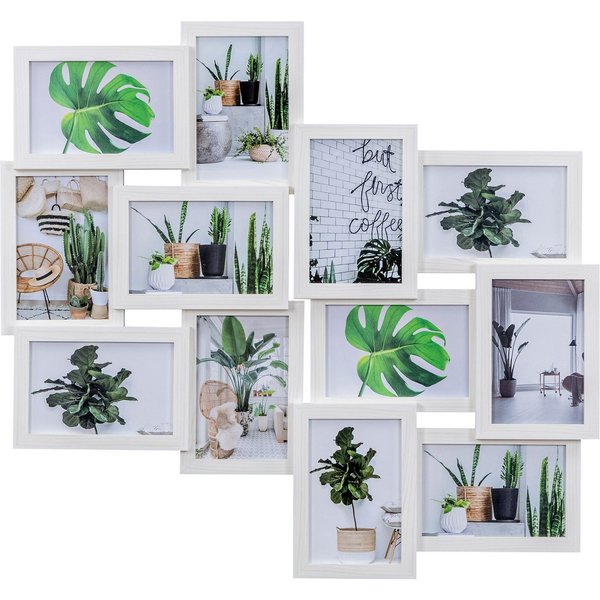 Levandeo® Bilderrahmen Collage, Bilderrahmen 58x55cm Collage 12 Fotos 10x15 Ahorn Weiß MDF Holz