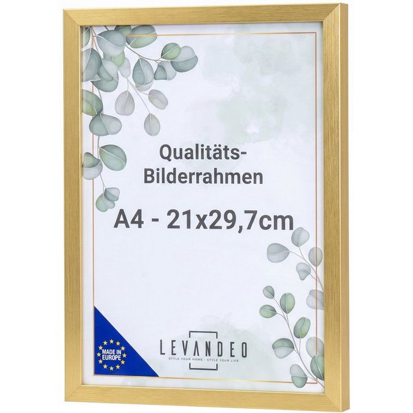 Levandeo® Bilderrahmen, Bilderrahmen Gold 21x29,7 Made in EU Fotorahmen A4 Poster