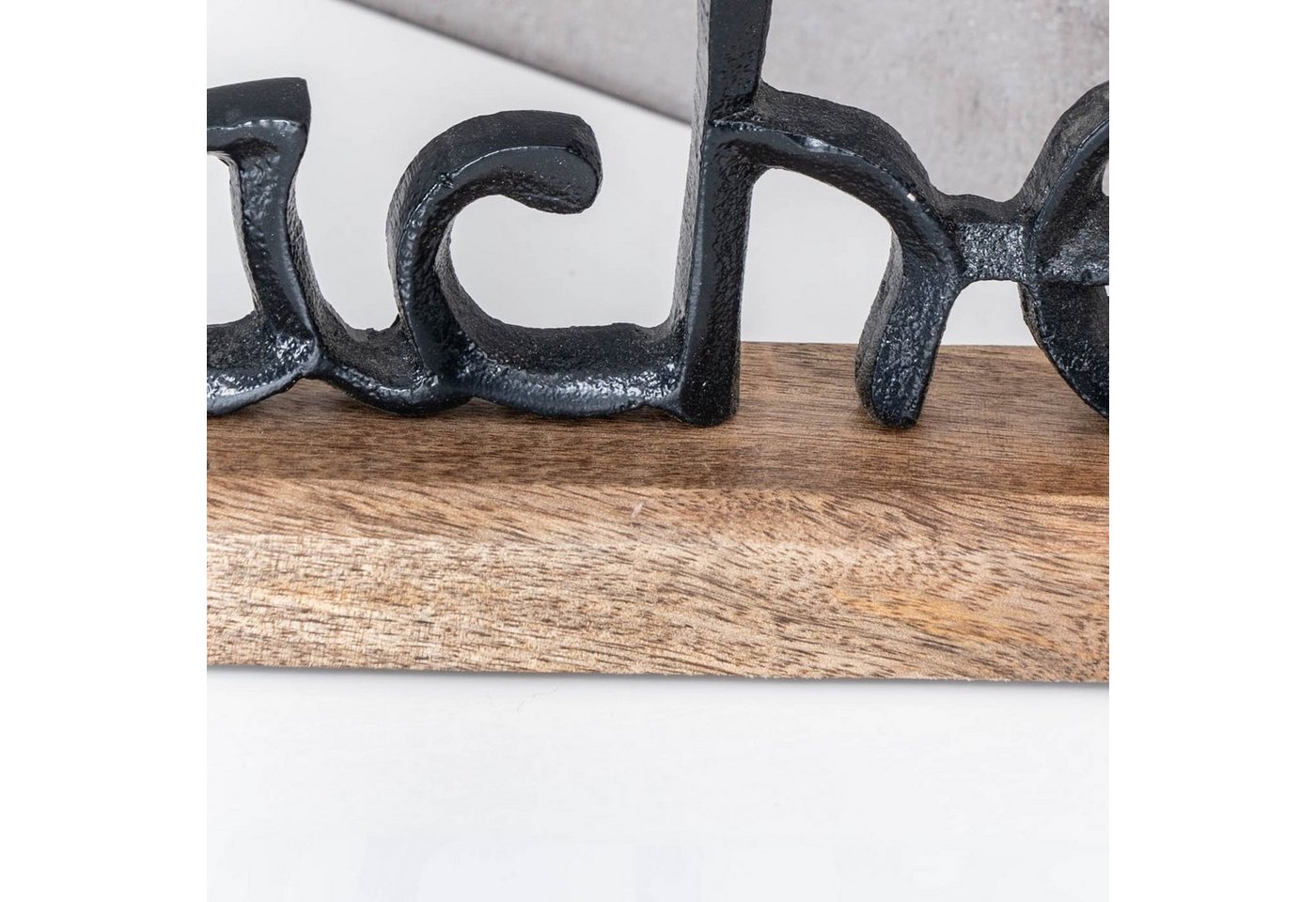 Levandeo® Deko-Schriftzug, 3er Set Schriftzug Lebe Lache Liebe L22cm Metall Schwarz Mango Holz – Bild 5 von 5