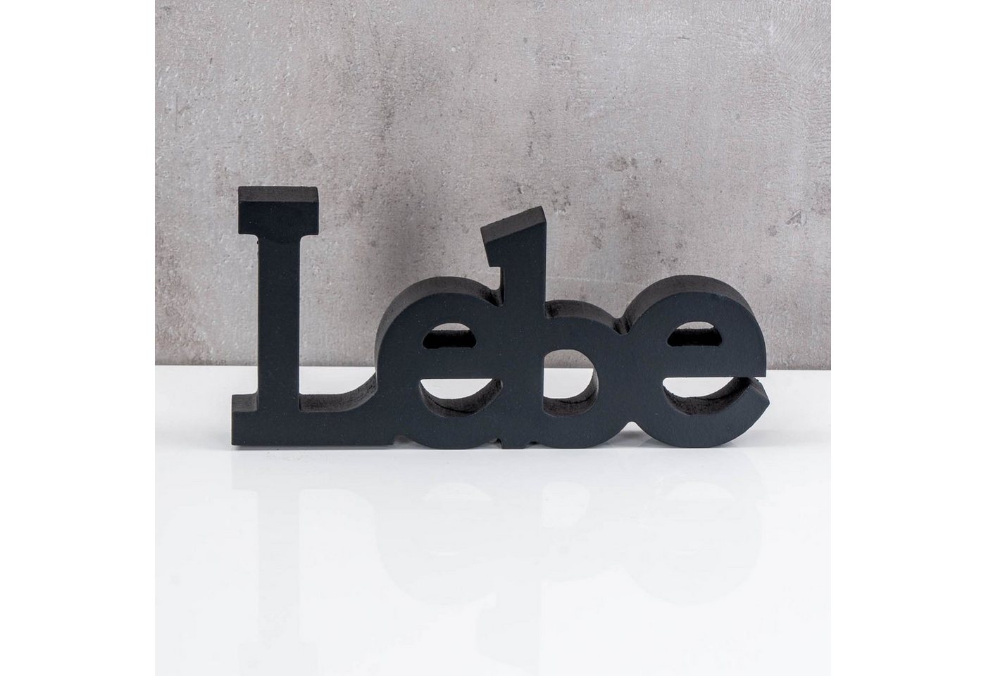 Levandeo® Deko-Schriftzug, 3er Set Schriftzug Lebe Liebe Lache Schwarz MDF Holz Deko Aufsteller – Bild 3 von 5
