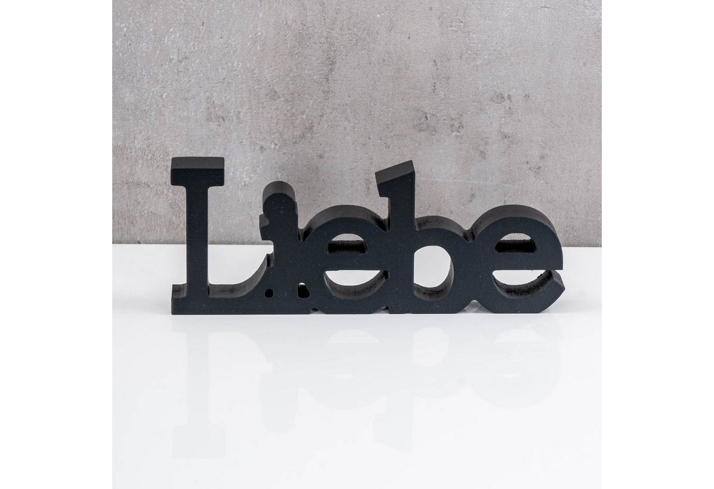 Levandeo® Deko-Schriftzug, 3er Set Schriftzug Lebe Liebe Lache Schwarz MDF Holz Deko Aufsteller – Bild 4 von 5