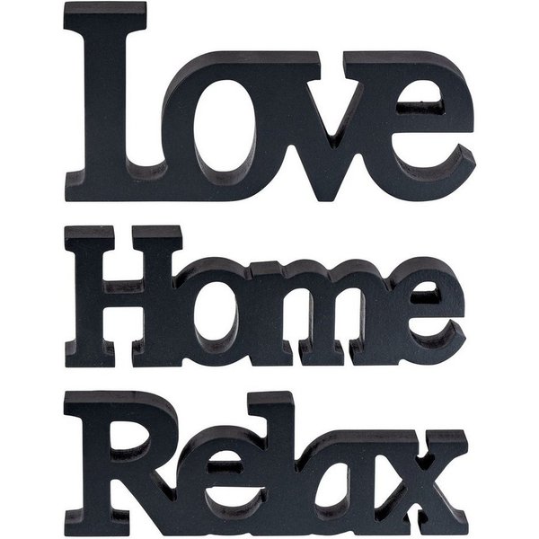 Levandeo® Deko-Schriftzug, Love Home Relax Schriftzug Schwarz MDF Holz Deko Aufsteller Tischdeko