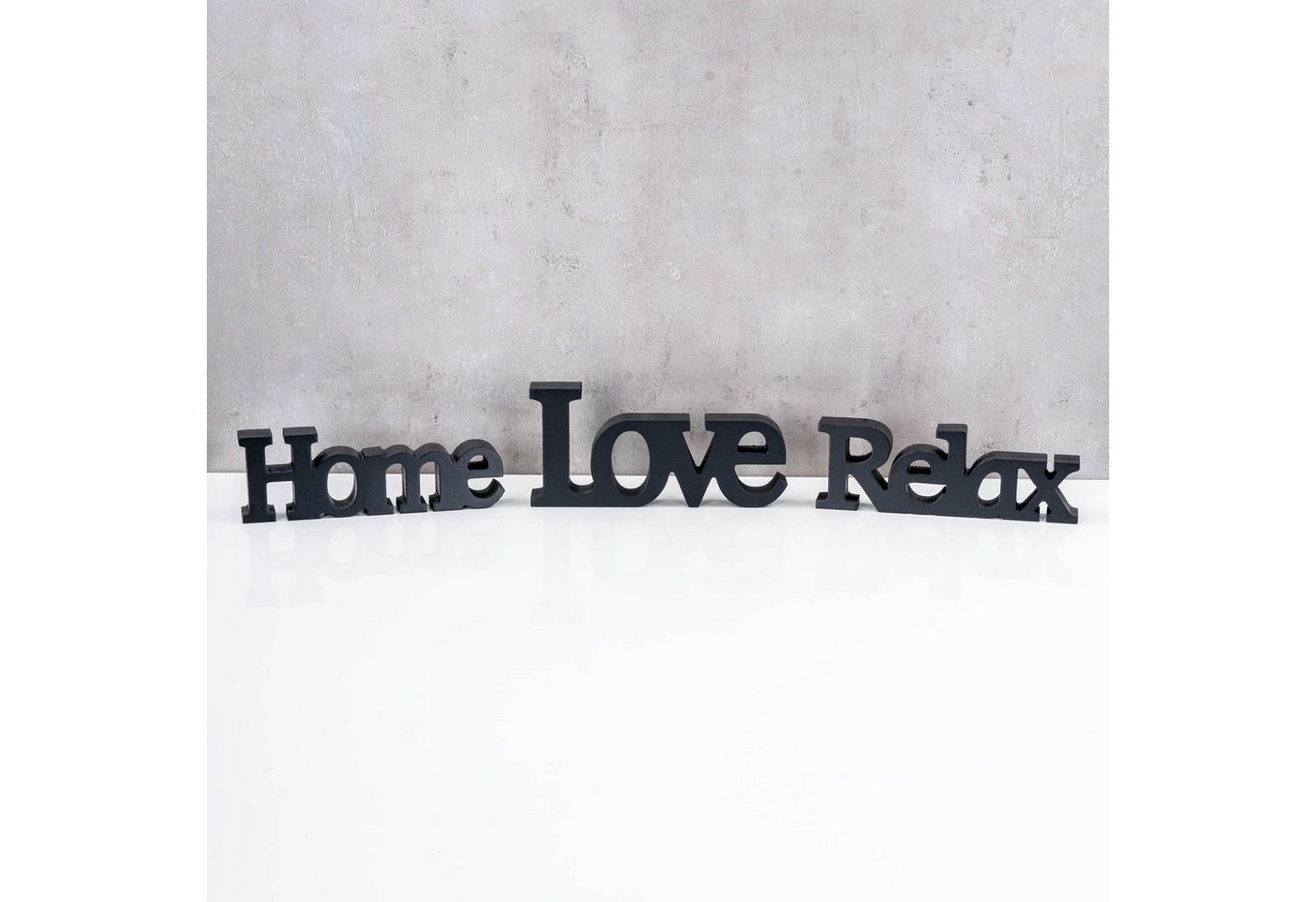 Levandeo® Deko-Schriftzug, Love Home Relax Schriftzug Schwarz MDF Holz Deko Aufsteller Tischdeko – Bild 2 von 5