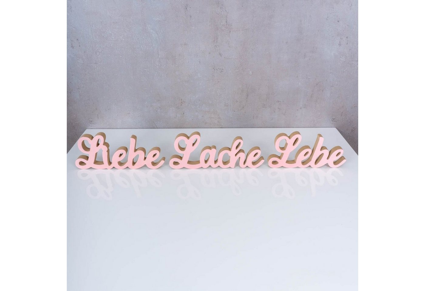 Levandeo® Deko-Schriftzug, 3er Set Schriftzug Lebe Liebe Lache Pastell Rosa Holz Tischdeko Deko – Bild 3 von 4