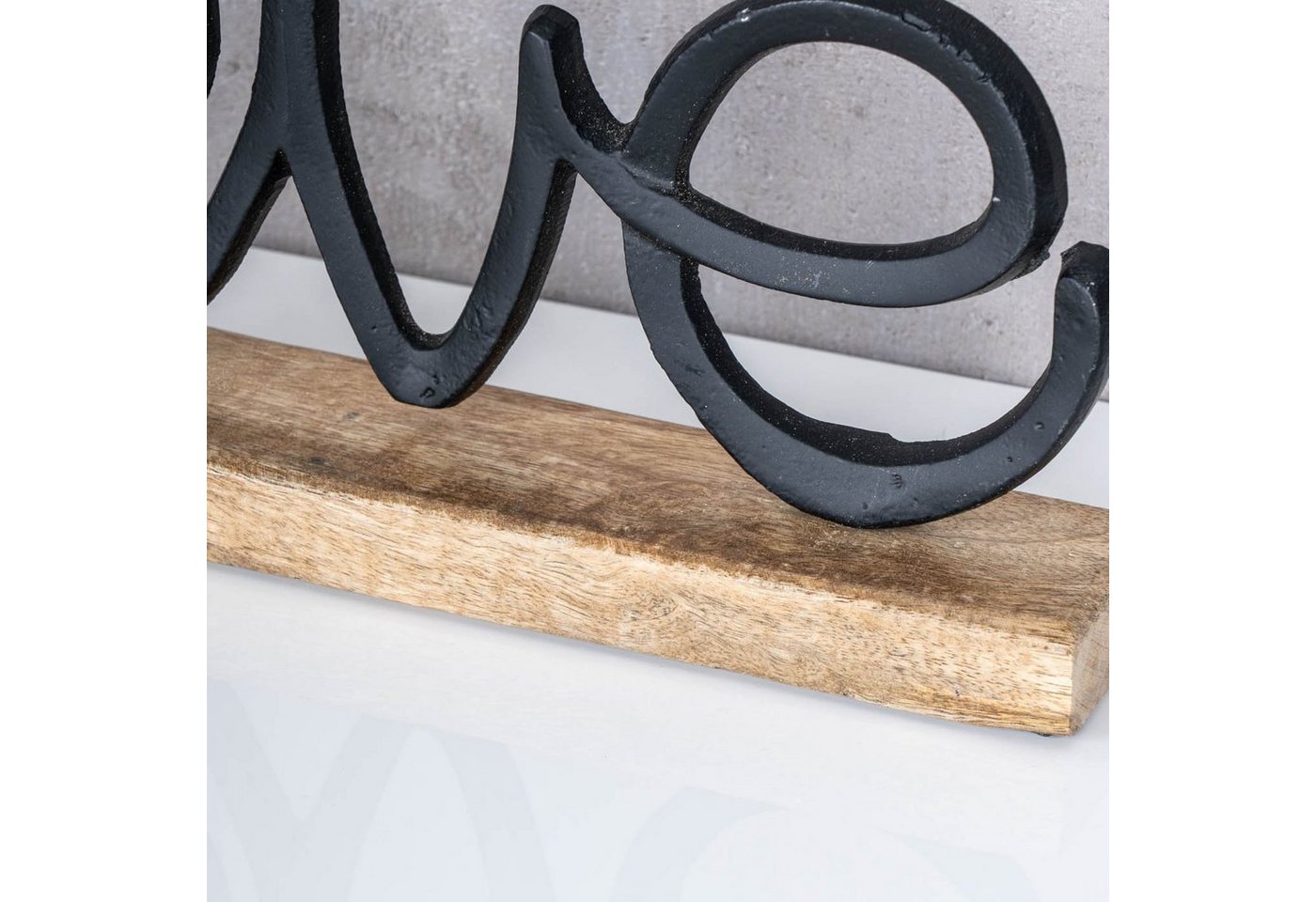 Levandeo® Deko-Schriftzug, Aufsteller Schriftzug Love H17cm Metall Schwarz Holz Deko Mangoholz – Bild 4 von 4