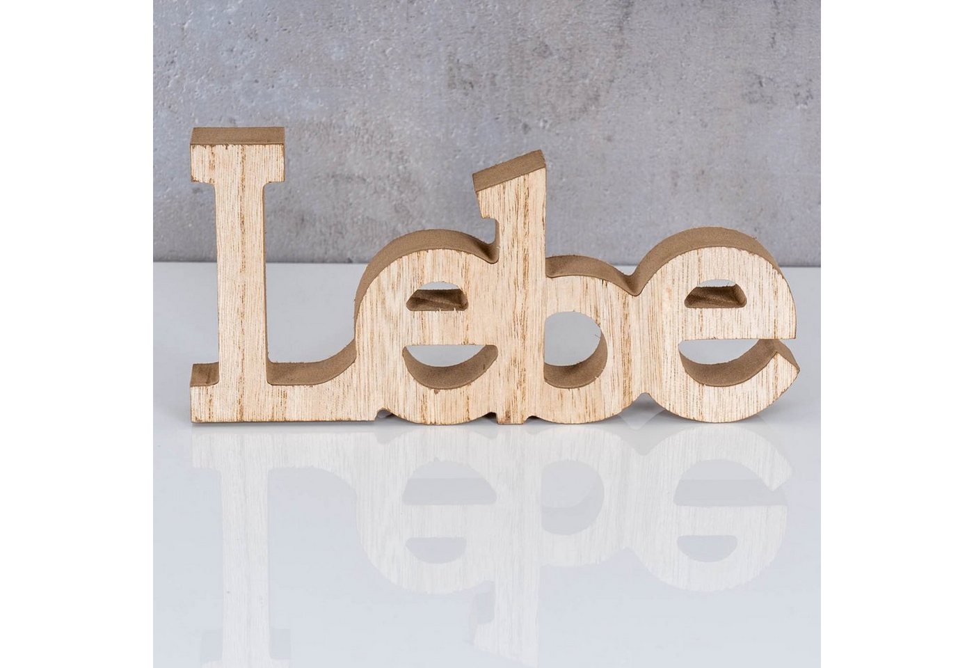 Levandeo® Deko-Schriftzug, 3er Set Schriftzug Holz Lebe Liebe Lache Braun Aufsteller Deko – Bild 3 von 5