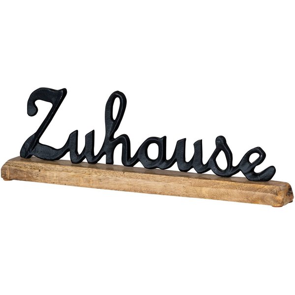Levandeo® Deko-Schriftzug, Schriftzug Zuhause Mangoholz Metall Tischdeko