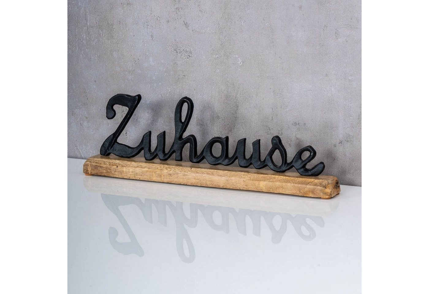 Levandeo® Deko-Schriftzug, Schriftzug Zuhause Mangoholz Metall Tischdeko – Bild 2 von 4