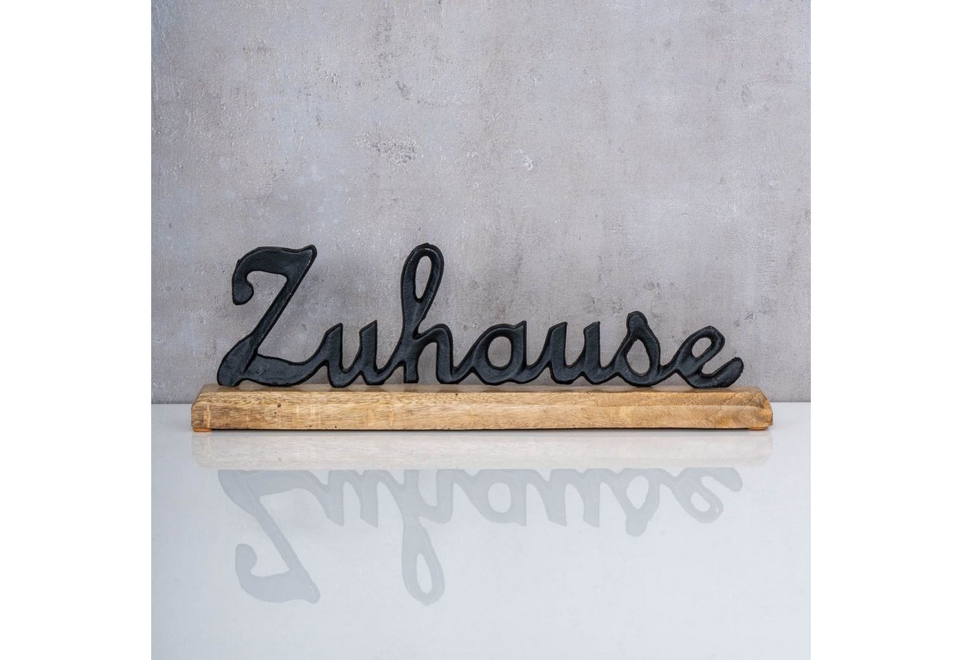 Levandeo® Deko-Schriftzug, Schriftzug Zuhause Mangoholz Metall Tischdeko – Bild 3 von 4