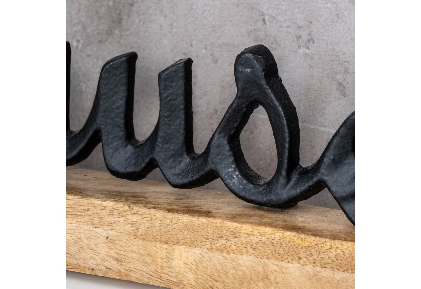 Levandeo® Deko-Schriftzug, Schriftzug Zuhause Mangoholz Metall Tischdeko – Bild 4 von 4