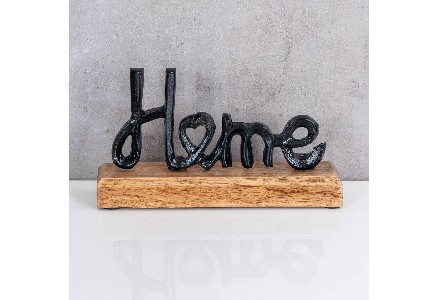 Levandeo® Deko-Schriftzug, Aufsteller Home H11cm Schriftzug Schwarz Metall Holz Deko Mangoholz – Bild 3 von 4