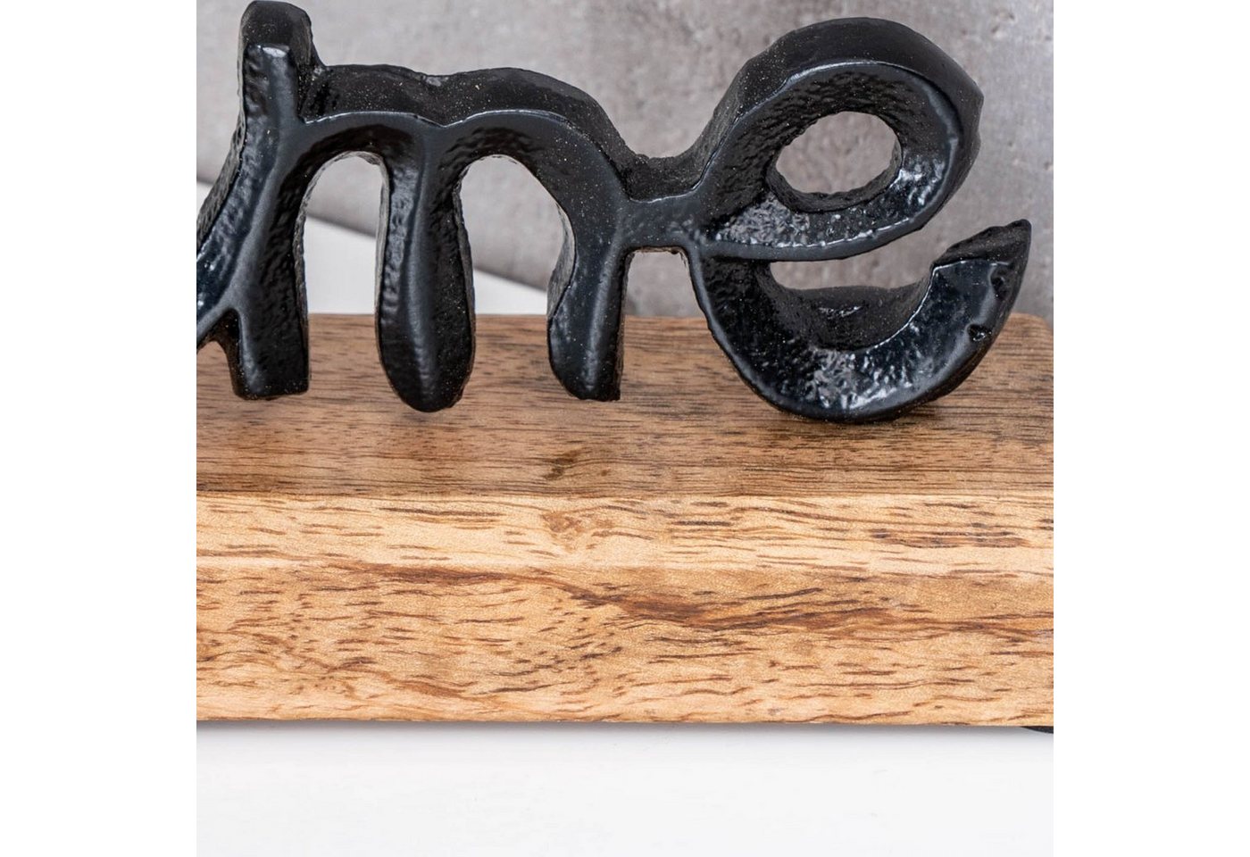 Levandeo® Deko-Schriftzug, Aufsteller Home H11cm Schriftzug Schwarz Metall Holz Deko Mangoholz – Bild 4 von 4