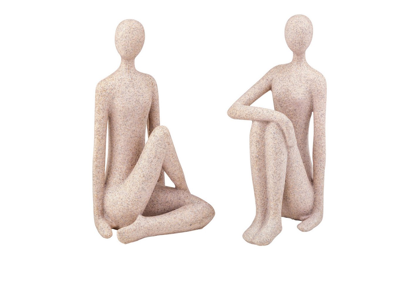 Levandeo® Dekofigur, 2er Set Deko Figuren Abstrakt H20cm Braun Beige Skulptur Paar Stein – Bild 2 von 5