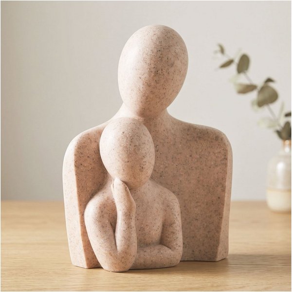 Levandeo® Dekofigur, Abstrakte Deko Figur H15cm Braun Beige Skulptur Familie Steinoptik