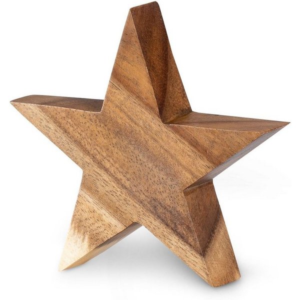 Levandeo® Dekoobjekt, Stern Holzstern Akazie 12cm Akazienholz Braun Natur Deko Tischdeko