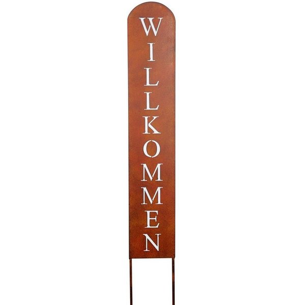 Levandeo® Dekoobjekt, Stele Willkommen 95x14cm Eisen Rost Gartendeko Gartenstecker