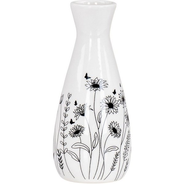 Levandeo® Dekoobjekt, Blumenvase H16cm Schwarz Weiß Dekovase Frühling Blumenwiese Ostern