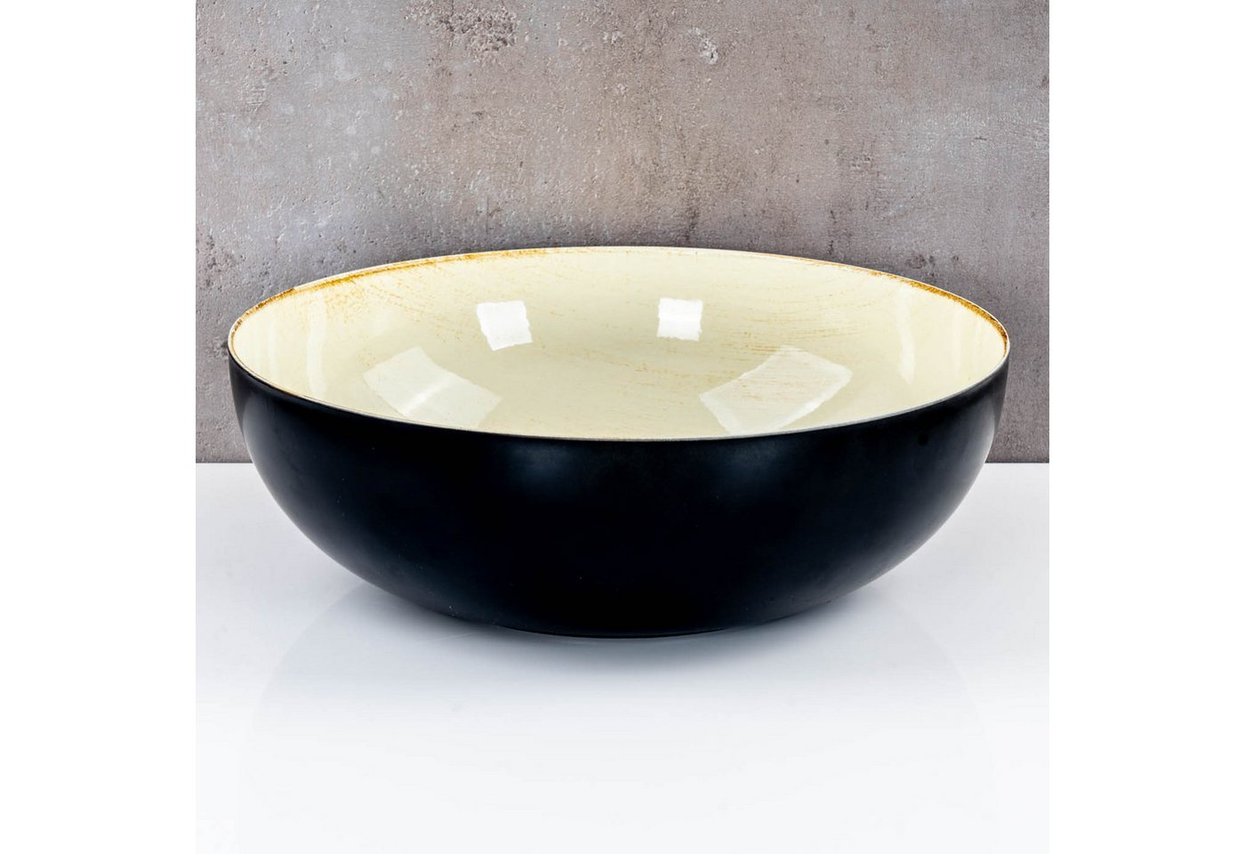 Levandeo® Dekoschale, Schale Rund Ø30cm Schwarz Creme Schüssel Antik Dekoschale Tischdeko – Bild 2 von 4