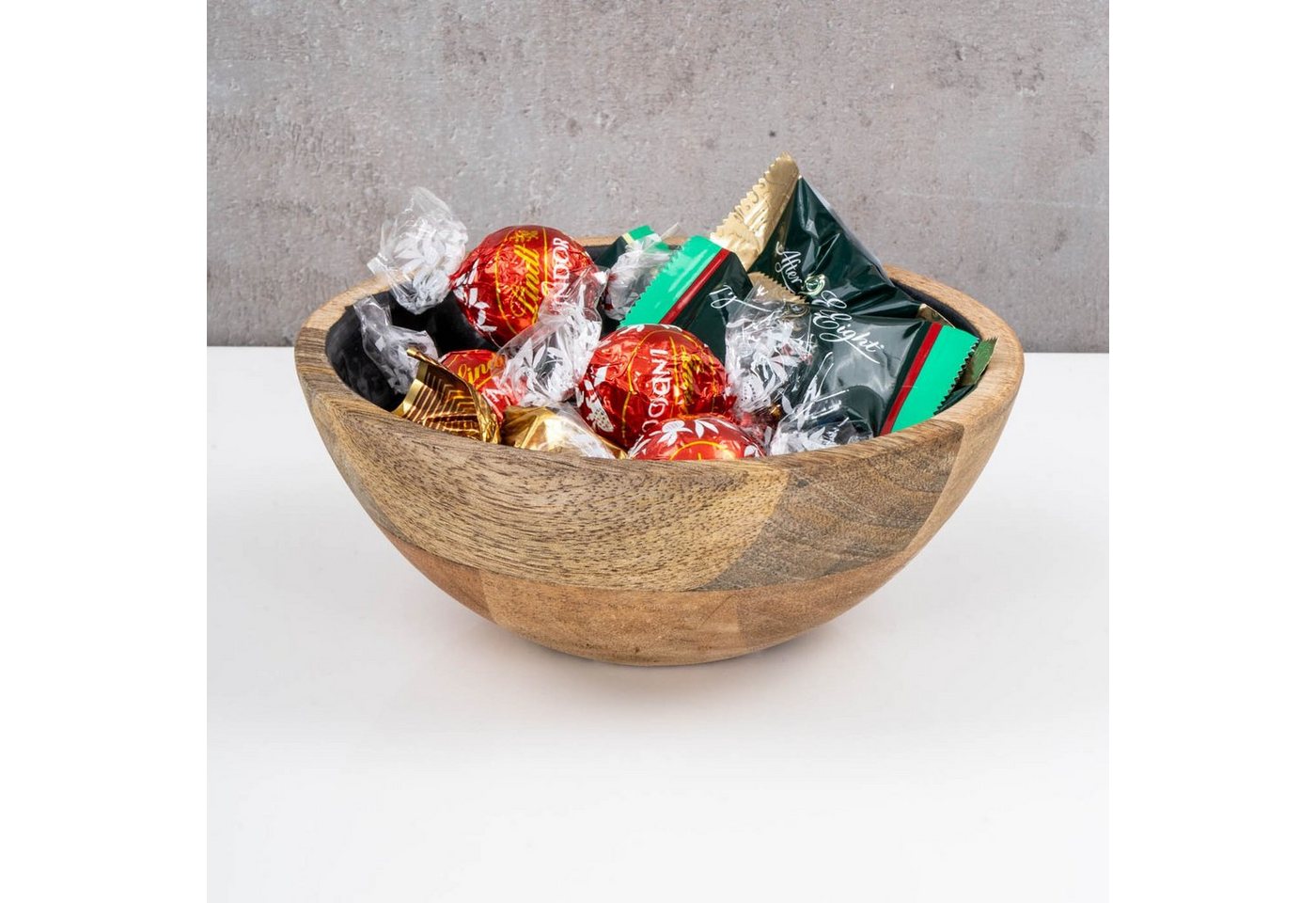 Levandeo® Dekoschale, Schüssel 15cm Mango Holz Grau Perlmutt Emaille Schale Bowl – Bild 3 von 5