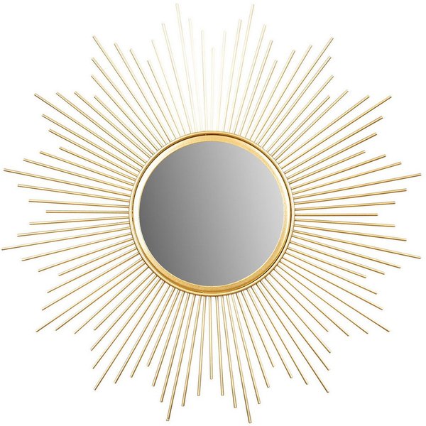 Levandeo® Dekospiegel, Sonnenspiegel Gold Ø 50cm Metall Deko Goldene Sonne Spiegel