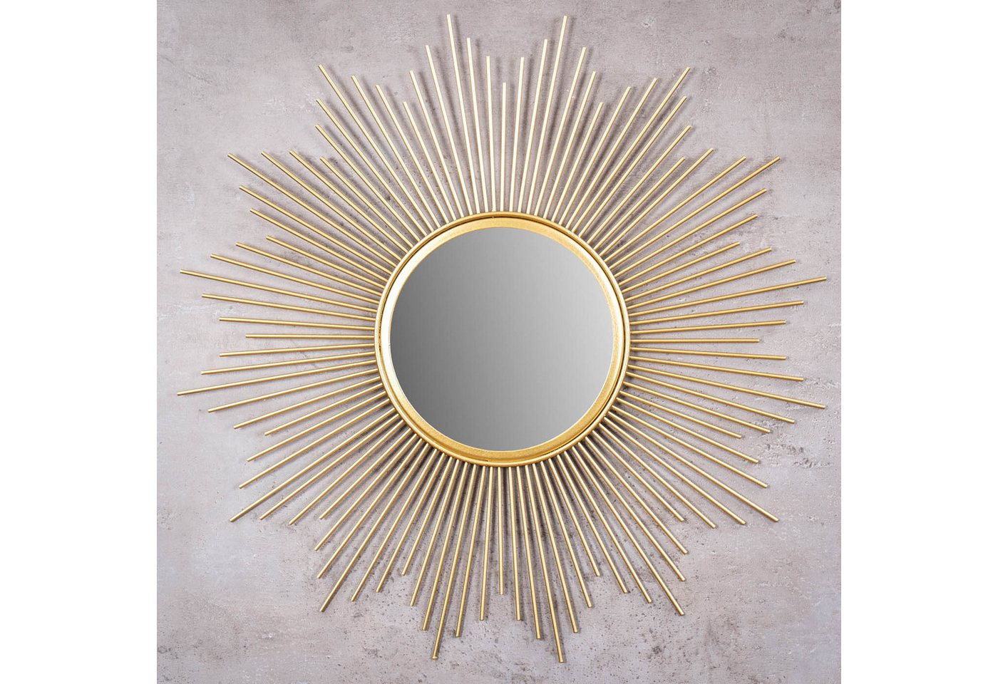 Levandeo® Dekospiegel, Sonnenspiegel Gold Ø 50cm Metall Deko Goldene Sonne Spiegel – Bild 3 von 5