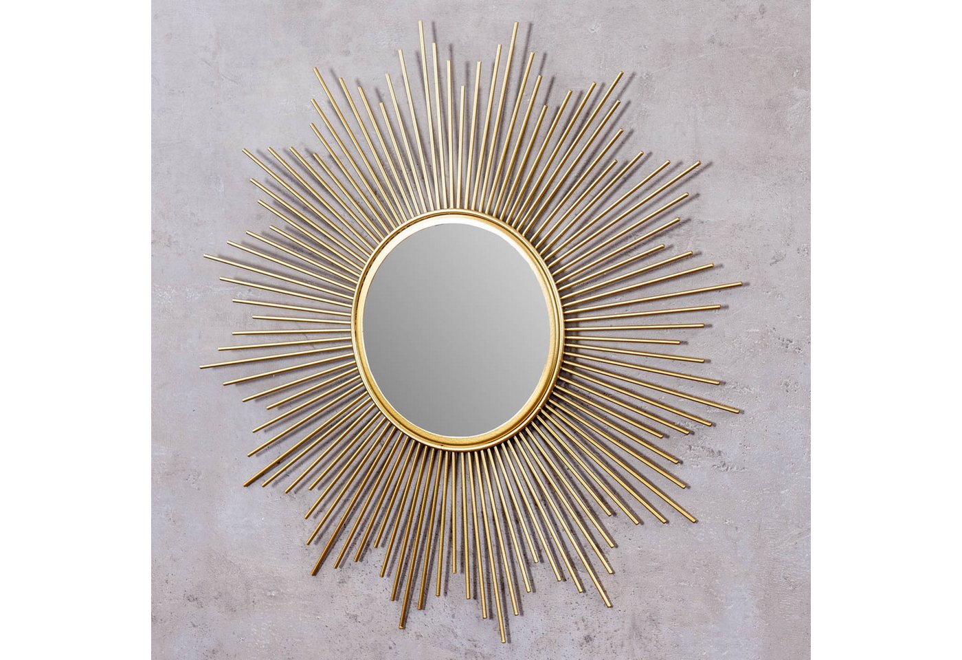Levandeo® Dekospiegel, Sonnenspiegel Gold Ø 50cm Metall Deko Goldene Sonne Spiegel – Bild 4 von 5