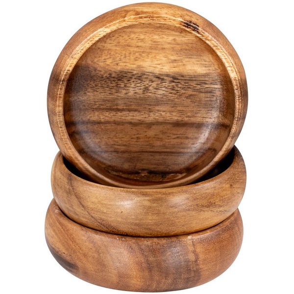 Levandeo® Dekoteller, 3er Set Snackschale Holz Akazie Ø10cm Design Dip Schale Obstschale
