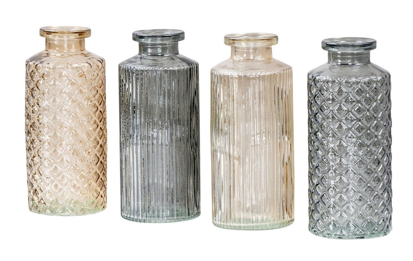 Levandeo® Dekovase, 4er Set Vase Braun Grau H14cm Glas Blumenvase Naturtöne Tischdeko – Bild 2 von 5