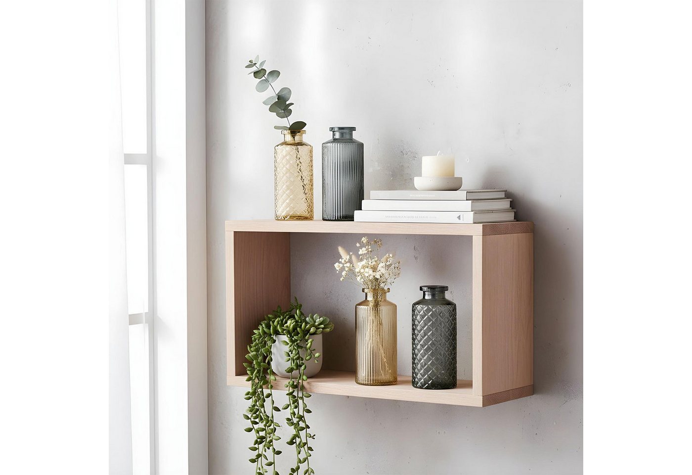 Levandeo® Dekovase, 4er Set Vase Braun Grau H14cm Glas Blumenvase Naturtöne Tischdeko – Bild 5 von 5