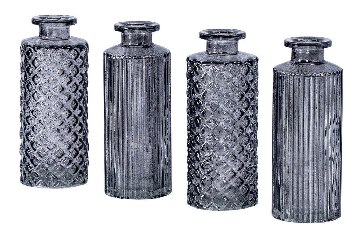 Levandeo® Dekovase, 4er Set Vase Schwarz Grau H14cm Glas Tischdeko Blumendeko Glasvase – Bild 2 von 5