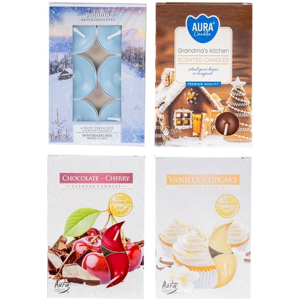Levandeo® Duftkerze, 24 Kerzen 4x6 Stück Weihnachtsdüfte Weihnachtlich Duftkerzen