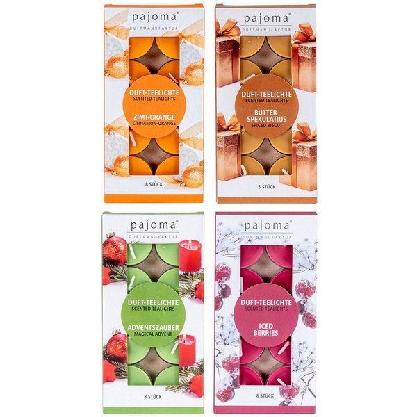 Levandeo® Duftkerze, 32 Kerzen Weihnachtsduft 4x8 Stück Duft-Teelichter Duftkerzen Advent