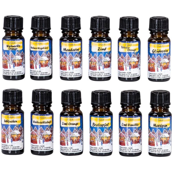 Levandeo® Duftlampe, 12er Set Duftöle Weihnachtsduft je 10ml für Duftlampen Raumduft