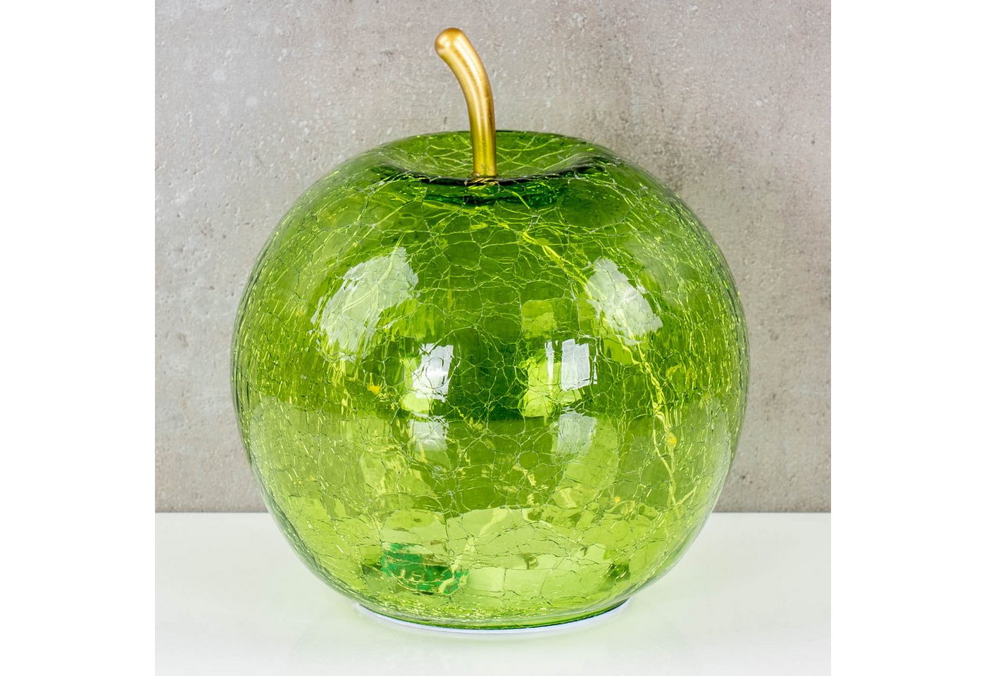 Levandeo® LED Dekolicht, LED Apfel H17cm Grün Glas Dekolampe Timer Tischlampe Stimmungslicht – Bild 5 von 5