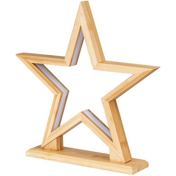 Levandeo® LED Stern, LED Stern Holz H33cm Tischlampe Bambus Weihnachten Dekoleuchte