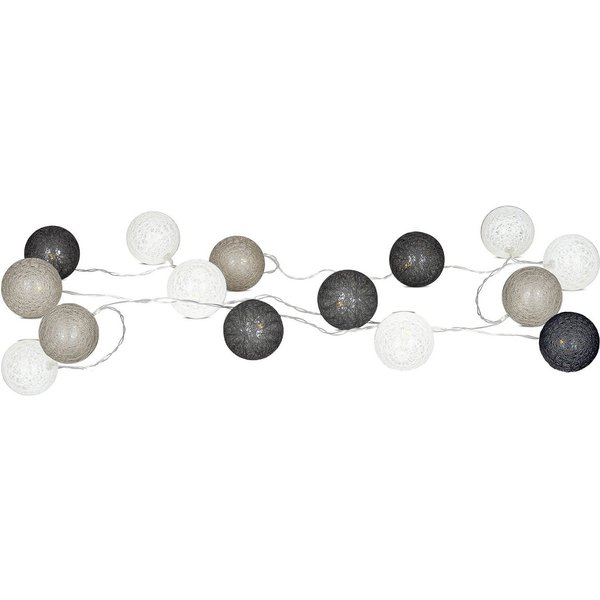 Levandeo® Lichterkette, 15er Lichterkette Ø4cm LED Kugeln Girlande Lampions Baumwolle Grau