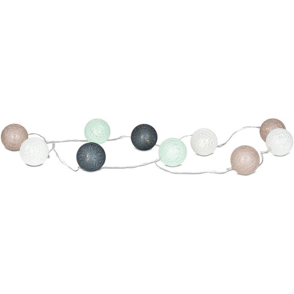 Levandeo® Lichterkette, 10er Lichterkette LED Ø6cm Kugeln Girlande Lampions Baumwolle Grün