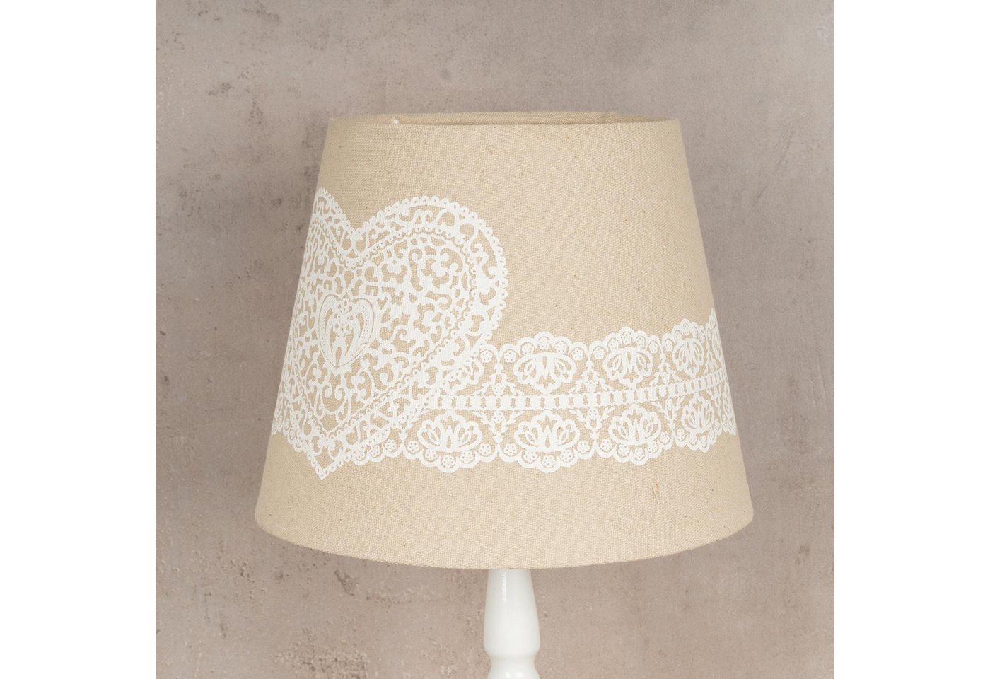 Levandeo® Nachttischlampe, Tischlampe Weiß 38cm hoch Shabby Metall Creme Beige Nachtlicht – Bild 4 von 5