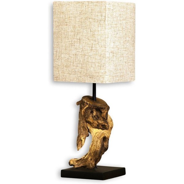 Levandeo® Nachttischlampe, Lampe Tischlampe aus Holz Holzlampe Tischleuchte Treibholz 45cm