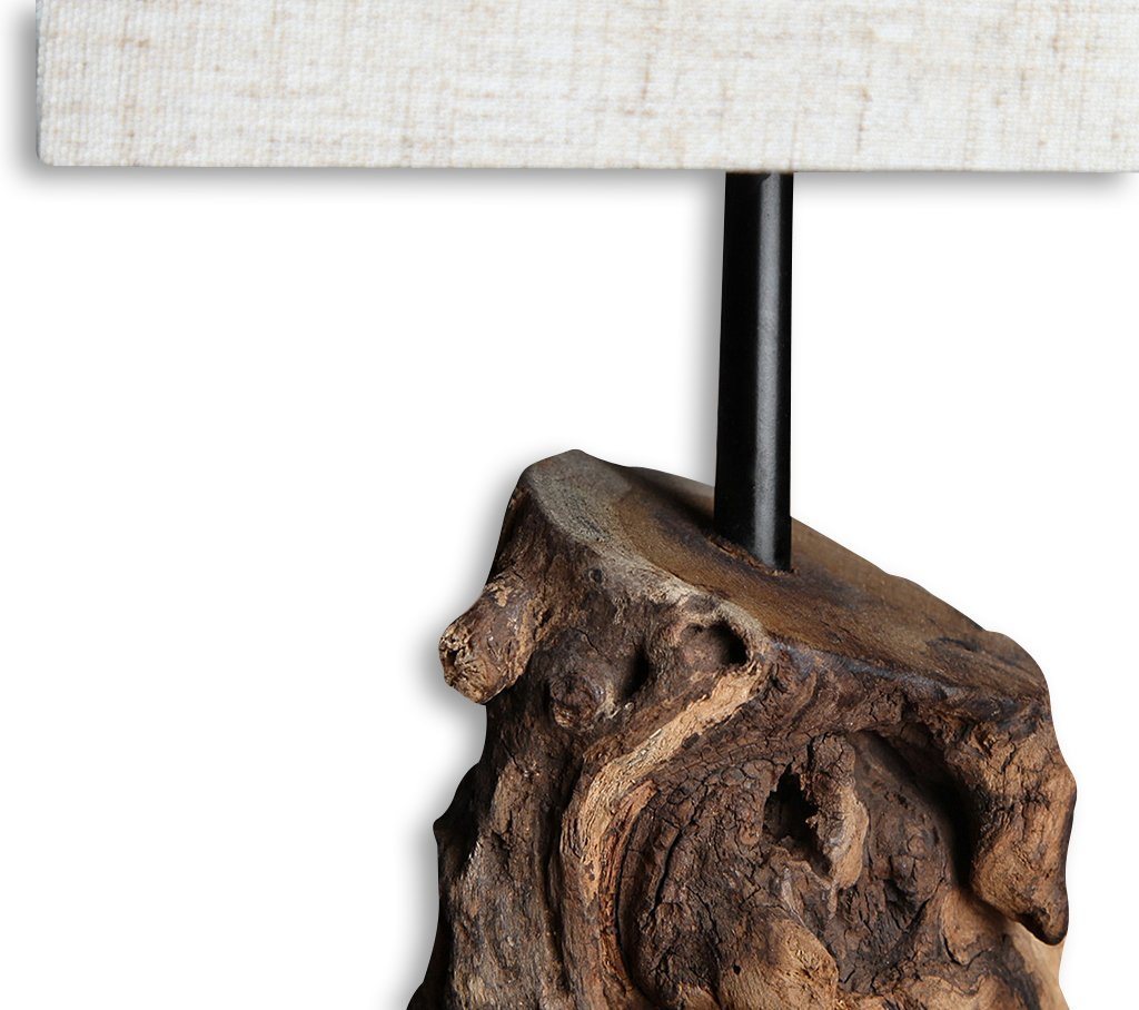 Levandeo® Nachttischlampe, Lampe Tischlampe aus Holz Holzlampe Tischleuchte Treibholz 45cm – Bild 3 von 4