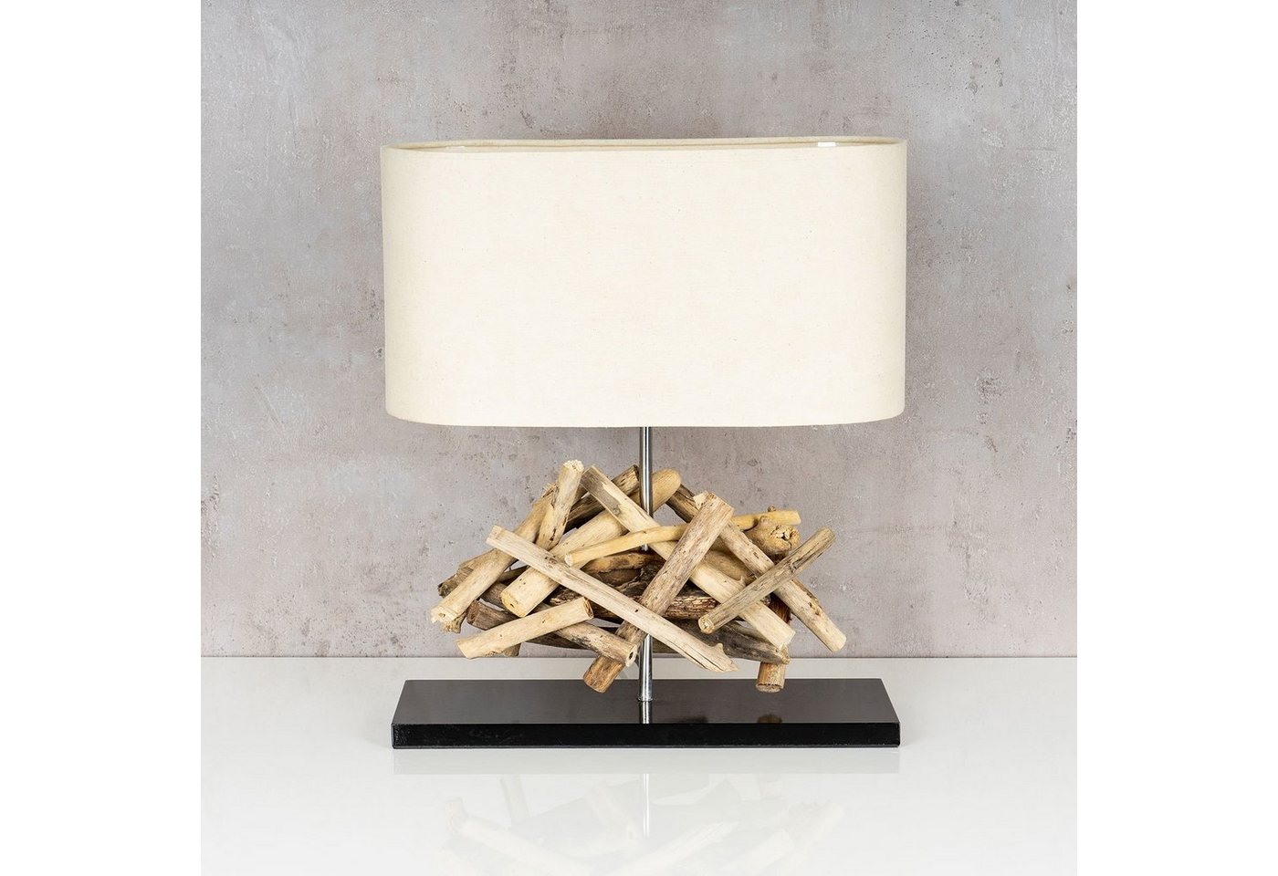 Levandeo® Nachttischlampe, Tischlampe Höhe 42cm Treibholz Tischleuchte Holz Lampe Teakholz Deko – Bild 2 von 5
