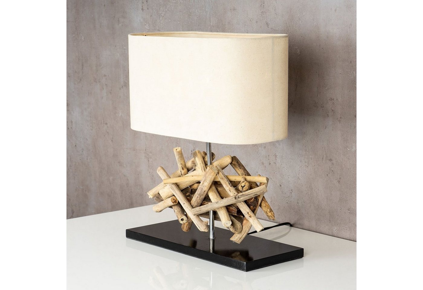 Levandeo® Nachttischlampe, Tischlampe Höhe 42cm Treibholz Tischleuchte Holz Lampe Teakholz Deko – Bild 4 von 5