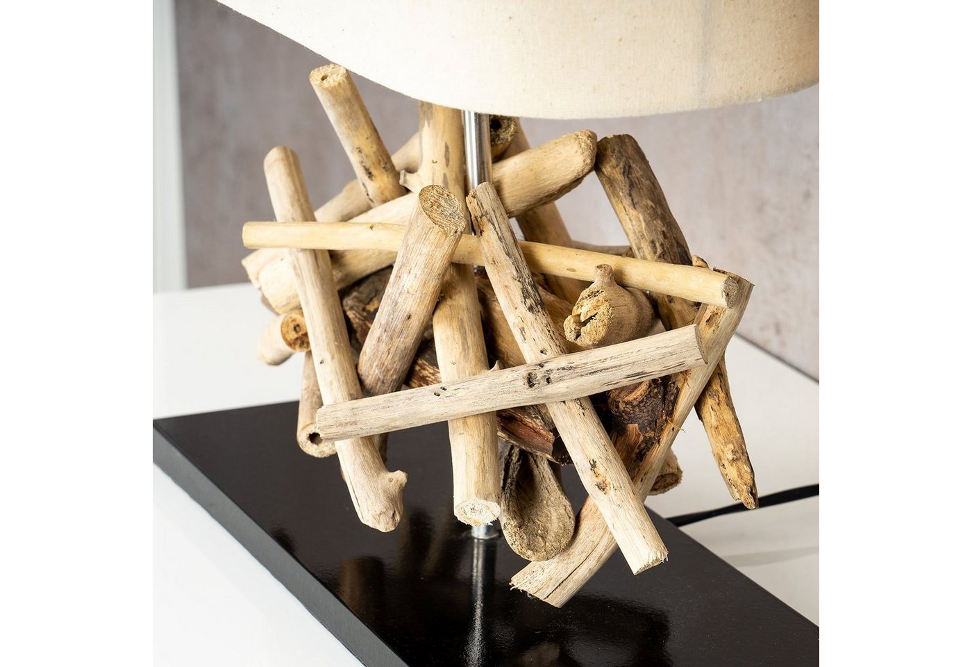 Levandeo® Nachttischlampe, Tischlampe Höhe 42cm Treibholz Tischleuchte Holz Lampe Teakholz Deko – Bild 5 von 5