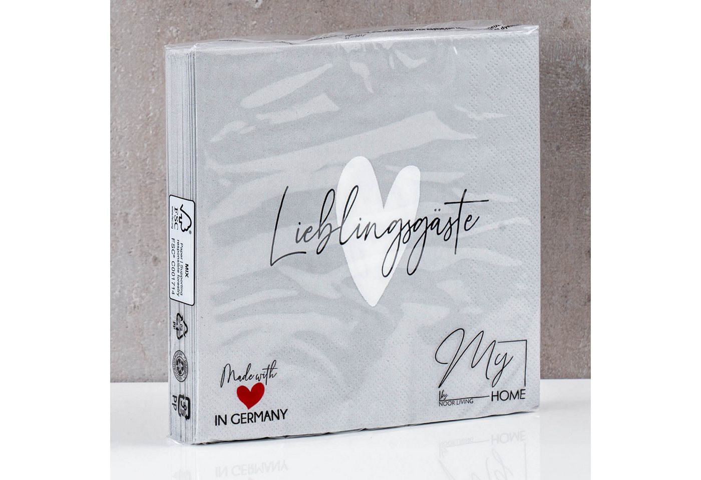 Levandeo® Papierserviette, 3er Set Servietten je 20 Stück Lieblingsgäste 33x33cm FSC 3-lagig – Bild 5 von 5